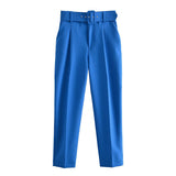 Spring 2025 New ñÞÖå Multi-Colored Harun Pants Casual Solid-Colored Small-Footed Women's Trousers Belt HZ1208