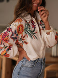 Women's 2025 Spring/Summer New Loose Long-Sleeved Digital Printed Shirt HZ1208
