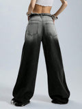 Street Wind Hair Gradient Babes Jeans Women Autumn New Low-Rise Loose Straight Trousers Belt Belt HZ1208