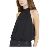 2025 New Design Sleeveless Chiffon Beauty Shoulder French Hanging Neck Vest Women's Top HZ1208