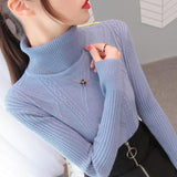 High-Necked Sweater Women's Autumn And Winter Set-Up Bottom Shirt 2025 New Fashion Knitting Top HZ1208