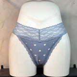 Comfortable Breathable Cotton Splicing Lace T-Shirts Heart-Shaped Printed Cotton Lace Side Plus-Size Low-Rise T-Sants Ladies Trousers HZ1208