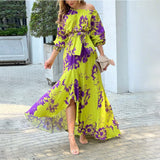 2025 Autumn New Fashion Casual Impact Printing Splicing Pressure Folded Waist Dress Dress Dress Dress Dress Woman HZ1208