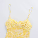Summer New Small Check-In Bow Ornament Back Hollow Dress 8034522 HZ1208