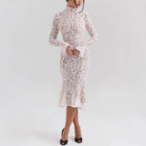 Sexy Women's New Long-Sleeved High-Collared Body Temperament Lady Dress Y HZ1208