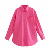 Spring And Summer 2025 New Ins14 Color Pocket Dress Women's Basic Long-Sleeved Shirt HZ1208