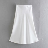 Spring 2025 New Tight Waist Simple Set Solid Color Lirt Solid Color Half Body Skirt HZ1208