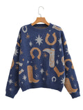 2025 Women's New Round-Neck Long-Sleeved Silk Knitted Sweater 221279 HZ1208