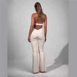 2025 Summer New Solid Color Low Chest U-Neck Elastic Tights Sexy Sleeveless Jumpsuit HZ1208