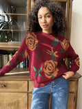 Autumn/Winter 2025 New Round-Neck Sweater Flower Weaving Loose Soft Knitted T-Shirt Women's Clothing HZ1208