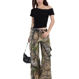 2025 New Black Korean Version Of Irregular Slanted Shoulder Short-Sleeved T-Shirt Girls Summer Design Feel Hottie Repair Body HZ1208