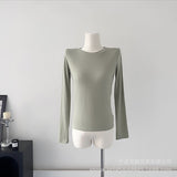 2025 New Model Knitted Long-Sleeved Women Hot To Sell The Basic Solid Color Bottom T-Shirt HZ1208