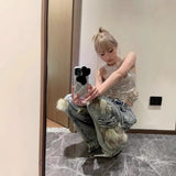 2025 Thai Summer New Hottie Retro Rose Decorated Sleeveless Sleeve Sling Vest Female Korean Version Of Micro-Permeable Temperament Top HZ1208