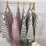 Spring And Summer Fashion Loose Cotton Striped T-Shirt Women Casual Round Neck Long Sleeve Open Top Hot Sale HZ1208