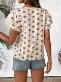 Summer New Jacket Round-Neck Chiffon Women Fashion Trend Printing Short-Sleeved Top Women HZ1208
