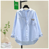 Cotton Long-Sleeved Shirt Women 2025 Spring And Autumn New Fashion Loose Version Of Temperament With A Solid Color Open Shirt Shirt Women's Coat HZ1208