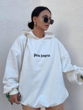 Hot Letter-Print Hooded Hooded Loose Version Of Multi-Color Lazy Trend Trend High Street Tide Brand HZ1208
