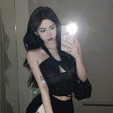 2025 Summer Metal-Sensitive Silver Thai Small Sling Wearing Music Music Music Festival Folded Bracing Shoulder Hanging Neck Vest HZ1208