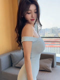 Sexy Bag-Buffed Seabless Shoulder-To-Shoulder Tight-Up Hottie Thai Temperament Short Skirt Vest Skirt HZ1208