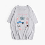 Hot Hand-Painted Printed T-Shirts For Women's Summer New Loose Round-Neck Cotton Short-Sleeved Tops Ins HZ1208