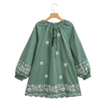 2025 Women's New Flower Embroidery Casual Sleeve Dress 9241 HZ1208