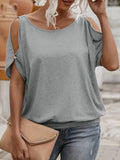Ocean Riding Summer Wear Design Small Elegant Shoulder Hollow T-Shirt HZ1208