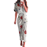 2025 Women's Fashion Dress INS Temperament Fashion Printed Shirt Folded Dress HZ1208