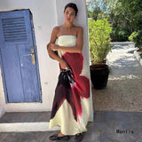 INS Holiday Wind And Show-Back Special Print Bra Long Skirts Open-Shoulder Casual Skirt HZ1208