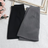 Solid Color High-Rise Thin Suit Half-Body Skirt Summer Basic Anti-Walking A-Word Ass Short Skirt 8615 HZ1208