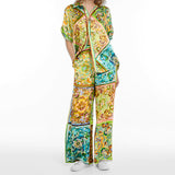 2025 Women's Hot Flower Printing Tie With Short-Sleeved Fashion Suit HZ1208