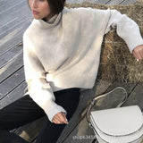 Hot Selling Solid Women's Knitting Knitting Jacket High-Collar Sweater Loose 066 HZ1208