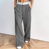 2025 New Temperament Commuting Folded Short-Legged Suit Jumpsuit Trousers Women's Clothing HZ1208