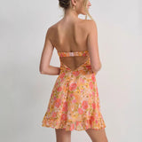 New Sexy French Print Translucent Floral Wrapping Thoracic A-Skirt Miniskirt HZ1208