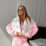 Trend-Duck Cotton Hooded Jacket Women's Autumn And Winter Warm Version Of The Handsome Broad Sleeveless Hooded Top HZ1208