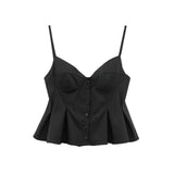 V-Neck Slings Sexy Dew Single-Dripple Broad-Folded Skirt-Up Short-Form Women's Vest 2178083 HZ1208