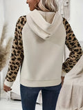 New Leopard-Print Sleeve Spliced Cap Long-Sleeved Eds Coat HZ1208