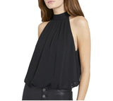 2025 New Design Sleeveless Chiffon Beauty Shoulder French Hanging Neck Vest Women's Top HZ1208