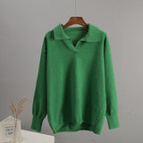 Autumn And Winter New Polo Collar Knitted Women's Sweater Hot Selling Girls HZ1208