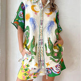 2025 New Loose Leisure Shorts Fashion Print Daiss Short Sleeve Two Sets HZ1208