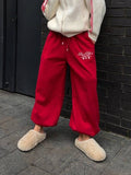Hot Red Printing Trousers Women Loose Gibe Foot Drawstring Design Street Cool Sports Slacks Autumn And Winter HZ1208