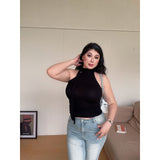 2025 New Thai Small Waistcoat Big-Size Hottie High-Necked Ribbon Ribbon Sleeveless Coat Woman HZ1208