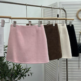 Real Shooting Pink Hair This Dress Girl Autumn And Winter High Waist A-Buffed Short Skirt Anti-Light One-Step Skirt 8871 HZ1208