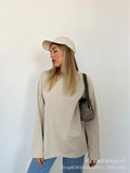 Spring And Autumn 2025 New Solid Color Long-Sleeved T-Shirt Women's Loose Basic Casual Pure Cotton T-Shirt 3317B HZ1208