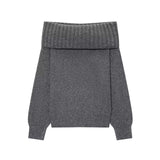 Z Spice Girls Collared Sweater Women's Autumn 2025 French Sexy Bare Shoulder Long-Sleeved Knitted Shirt Top HZ1208