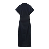 Summer New Linen Folding Waist Dress 2782723 HZ1208