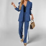 Spring/Summer 2025 Women's Suit-Summer New Casual Solid Color Sliced Long Sleeve Suit Fashion Set 661 HZ1208