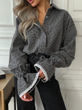 Autumn And Winter Fashion Trend Women's Shirt Single-Dwined Cardigan Autumn New Temperament Love Print Top HZ1208