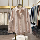 Designing Casual Cotton Shirt 2025 Spring And Summer New French Design Solid-Colored Shirt Chic Single-Dbutton Top Woman HZ1208