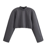 Autumn New Half-High Collar Fluffy Short Coat 1223451 High-Waisted Trousers 1223452 HZ1208