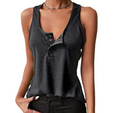 2025 Hot Sale Solid Color Sexy Inside And Outside Wearing Threaded Vest Press Buckle Bottom Top T-Shirt Women's Clothing HZ1208